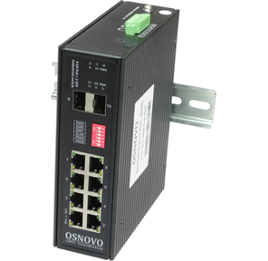 OSNOVO Промышленный гигабитный коммутатор HiPoE на 10 портов,  1*10 / 100 / 1000Base-T с PoE до 90W,  7 *10 / 100 / 1000Base-T с PoE  (до 30W),  2*SFP 1000Base-X,  суммарно PoE до 300W,   БП опционально