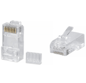 Cabeus 8P8C-C6-TWP Коннектор RJ-45 под витую пару,  категория 6,  универсальный  (для одножильного и многожильного кабеля),  для проводников с толщиной по изоляции до 1, 05 мм,  со вставкой