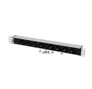 Блок розеток Rem-32 с инд.,  8 Schuko,  32A,  алюм.,  19",  колодка