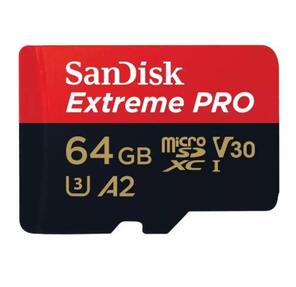Карта памяти SanDisk Extreme Pro microSD UHS I Card 64GB for 4K Video on Smartphones,  Action Cams & Drones 200MB / s Read,  90MB / s Write,  Lifetime Warranty