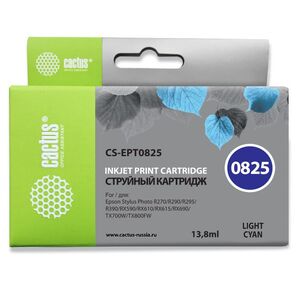 Cactus CS-EPT0825 Картридж струйный светло-голубой для Epson Stylus Photo R270 / 290 / RX590  (11.4мл)