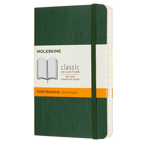 Блокнот Moleskine CLASSIC SOFT QP611K15 Pocket 90x140мм 192стр. линейка мягкая обложка зеленый