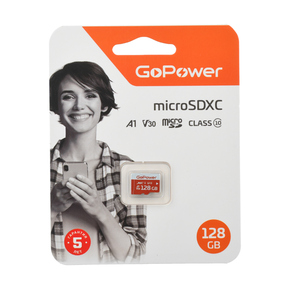 Карта памяти microSD GoPower 128GB Class10 UHS-I  (U3) 100 МБ / сек V30 без адаптера