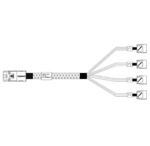 Кабель Amphenol RHS36-0559  HDmSAS SFF8643 -to- 4*SATA,  SAS 2.1  (6G),  100cm    (C43SATA)