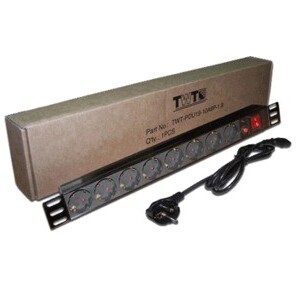 Блок розеток TWT  (TWT-PDU19-10A8P-3.0) 19" 8 шт.,  10A 250V,  шнур питания 3.0 м