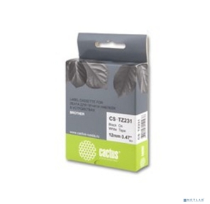 Наклейка ламинированная Cactus CS-TZ231 для Brother PT-1010 / 1280 / 1280VP / 2700VP,  черный на белом,  12м