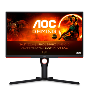 МОНИТОР 25" AOC AGON 25G3ZM Black-Red с поворотом экрана  (VA,  1920x1080,  240Hz,  0.5 ms,  178° / 178°,  300 cd / m,  80M:1,  +2xHDMI 2.0,  +DisplayPort 1.2)