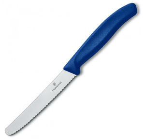 Нож кухонный Victorinox Swiss Classic  (6.7832) стальной столовый лезв.110мм серрейт. заточка синий