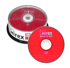 Диск CD-R Mirex 700 Mb,  48х,  HotLine,  Cake Box  (25),   (25 / 300)