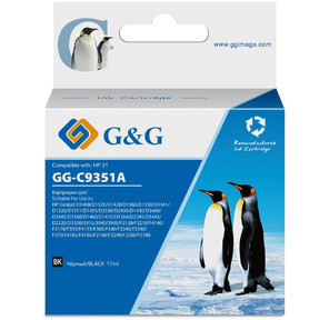 Картридж струйный G&G GG-C9351A черный  (17мл) для HP DJ 3920 / 3940 / D1360 / D1460 / D1470 / D1560 / D2330 / D2360 / D2430 / D2460 / F370 / F375 / F380 / F2180 / F2187 / F2224 / F2280 / F2290 / F4140 / F4172 / F4180 / F4190