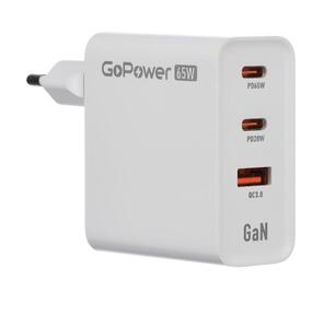 Сетевое З / У GoPower GPQC10 1USB+2Type-C 65W QC3.0 GAN белый