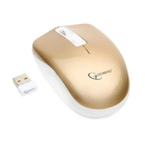 Gembird MUSW-400-G Gold USB { Мышь беспров.,  3кн.+колесо-кнопка,  2.4ГГц,  1600 dpi,  бесшумный клик}
