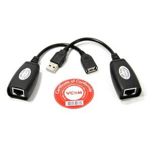 Адаптер-удлинитель USB-AMAF / RJ45,  по витой паре до 45m ,  VCOM <CU824>