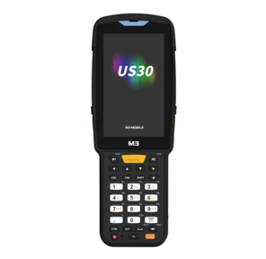 Терминал сбора данных M3 Mobile US30W Android 13.0 GMS,  WVGA,  Wi-Fi 6,  SE5500 2D  (SS),  16MP Rear Camera,  BT5.3,  NFC (HF),  4G / 64G,  30K,  6700mAh Battery,  Hand Strap,  Bullet Proof Film. Req CRD&PWSP