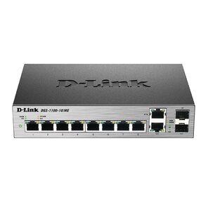 D-Link DGS-1100-10 / ME / A2A,  8-Port 10 / 100 / 1000Base-T ports + 2 combo 100 / 1000Base-T / SFP ports Metro Ethernet Switch