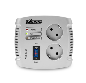Stabilizer POWERMAN AVS 500C,  step-type regulator,  500 VA  /  280W,  150-280V,  maximum input current 4A,  2 eurosockets,  IP-20,   floor standing,  151mm x 126mm x 123mm,  1.4kg.