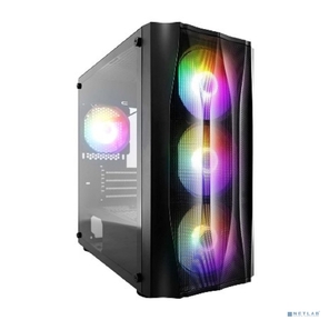 1STPLAYER Корпус FIREBASE X3-M Black  /  mATX,  TG  /  4x120mm LED fans inc.  /  X3-M-BK-4F1