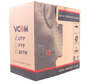 Кабель UTP 5e кат. VCOM "VNC1100",  4 пары,  однож.,  24AWG / 0.51мм,  CM  (305м)