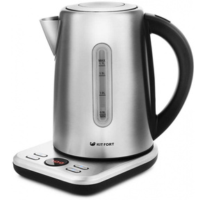 Kitfort КТ-661 1.7л. 2200Вт черный / серебристый  (корпус: металл)