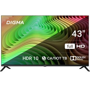 Телевизор LED Digma 43" DM-LED43SBB36 Салют ТВ Frameless Metal черный / черный FULL HD 60Hz DVB-T DVB-T2 DVB-C DVB-S DVB-S2 USB WiFi Smart TV