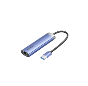 Сетевой адаптер Vention USB 3.0 M / Gigabit Ethernet RJ45+OTG хаб 3xUSB Синий - 0.15м.