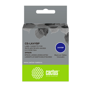 Картридж ленточный Cactus CS-LK4YBP черный для Epson LW300 / LW400 / LW700 / LW600P / LW1000P