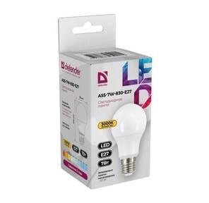 Defender Лампочка светодиодная A55-7W-830-E27 груша,  3000 К,  теплый белый,  1 шт.