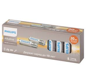 Philips Батарейки LR6A20BX / 51 АА алкалиновые 1, 5v,  LR6-20BL Entry  (20 / 400 / 20400). Блистер 20 шт.
