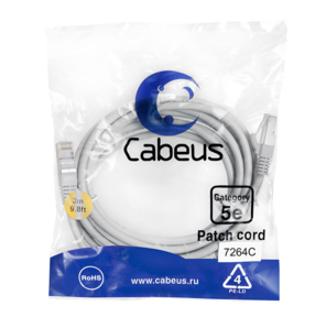 Cabeus PC-FTP-RJ45-Cat.5e-3m Патч-корд F / UTP,  категория 5е,  2xRJ45 / 8p8c,  экранированный,  серый,  PVC,  3м