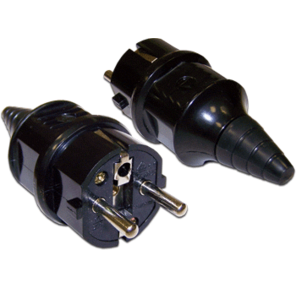 Вилка CEE 7 / 7 Schuko,  16A,  250V,  прямая,  разборная,  черная
