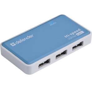 Разветвитель USB QUADRO POWER USB2.0,  4 порта,  блок питания  DEFENDER