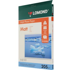 Фотобумага LOMOND Одностороняя Матовая,  205г / м2,  A4 (21x29) / 50л.