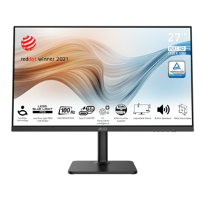 MSI Modern MD272XP 27" 16:9 FHD (1920x1080) IPS Flat,  1ms (MPRT), 1000:1, 100M:1, 300nit, 178 / 178, HDMI 1.4b, DP 1.2a, USB-C, 2xUSB-A, USB-B, Speaker, Tilt, Swivel, Height, Pivot, 100HZ, Black, 1y war-ty