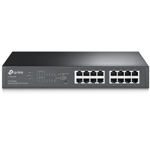 TP-Link TL-SG1016PE. Easy Smart гигабитный 16-портовый коммутатор PoE,  16 портов 10 / 100 / 1000 Мбит / с,  8 портов PoE+,  поддержка стандарта 802.3af / at,  общий бюджет PoE: 110Вт