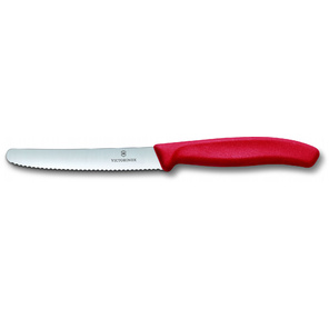 Нож кухонный Victorinox Swiss Classic  (6.7831) стальной столовый лезв.110мм серрейт. заточка красный