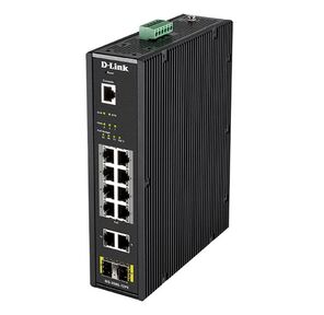 D-Link PROJ Managed L2 Industrial Switch 10x1000Base-T  (8x1000Base-T PoE),  2x1000Base-X SFP,  PoE Budget 123W,  Surge 6KV,  CLI,  RJ45 Console,  Alarm relay,  Dying Gasp,  DIN-Rail,  metal case IP30,  -40 to 6