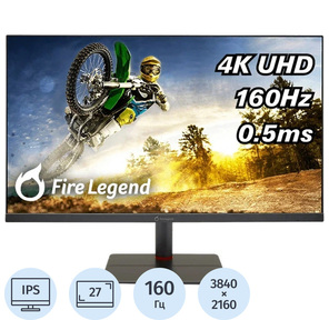 Монитор 27'' AOPEN 27XV5KVymipruzx IPS,  3840x2160,  1  /  0, 5ms,  400cd,  160Hz,  1xHDMI (2.1) + 1x DP (1.4) + 1x Type-C (65W) + Audio out + USB2.0x2 (2up 2down)+ Speakers 3Wx2,  H.Adj. 110  (by ACER)