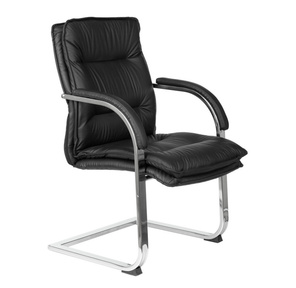 Кресло Бюрократ T-9927SL-LOW-V / BLACK на полозьях черный кожа