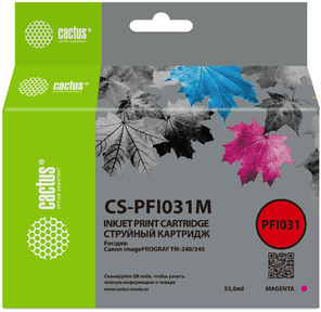 Картридж струйный Cactus CS-PFI031M PFI-031M пурп.пигм.  (55мл) для Canon imagePROGRAF TM-240 / 340