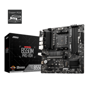 Материнская плата MSI B550M PRO-VDH Soc-AM4 AMD B550 4xDDR4 mATX AC`97 8ch (7.1) GbLAN RAID+VGA+HDMI+DP