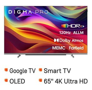 Телевизор Digma Pro 65" OLED 65M черный / серебристый 4K Ultra HD 120Hz DVB-T DVB-T2 DVB-C DVB-S DVB-S2 USB WiFi Google TV