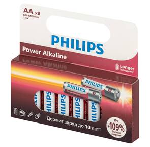 Philips Батарейки LR6P8W / 51 АА алкалиновые 1, 5v 8 шт. LR6-8BL Power  (8 / 160 / 19200). Грузить кратно 8.