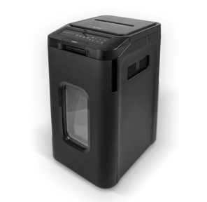 Уничтожитель документов ГЕЛЕОС АП55-4,  DIN P-4  (4 ур-нь секр.),  фрагмент 3, 9х12мм,  АВТОПОДАЧА 220 лист   (70г / м2),  пл.карты / скрепки / скобы,  55 литров