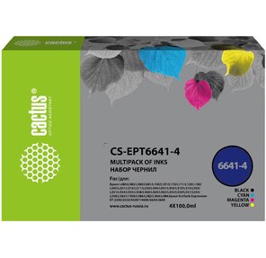 Cactus CS-EPT6644 Чернила желтый 100мл для Epson L100 / L110 / L120 / L132 / L200 / L210 / L222 / L300 / L312 / L350 / L355 / L362 / L366 / L456 / L550 / L555 / L566 / L1300
