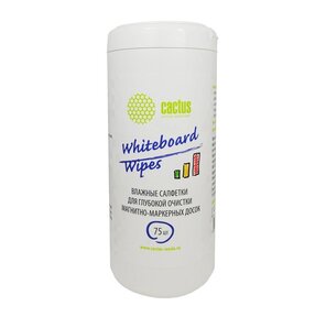 CACTUS CS-WB075 Салфетки для маркерных досок туба 75шт влажных