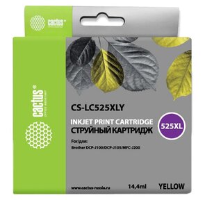 Cactus LC-525XLY Картридж струйный Cactus CS-LC525XLY желтый для Brother DCP-J100 / J105 / J200  (16.6мл)