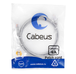 Cabeus PC-UTP-RJ45-Cat.6a-1.5m-LSZH Патч-корд U / UTP,  категория 6а  (10G),  2xRJ45 / 8p8c,  неэкранированный,  серый,  LSZH,  1.5м