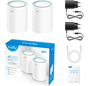 Бесшовный Mesh роутер Cudy M1300  (M1300 2-PACK) AC1200 10 / 100 / 1000BASE-TX / Wi-Fi белый  (упак.:2шт)