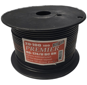 Кабель Premier RG-174 / U BC BK 100м. черный  (20-100 100)
