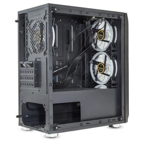 Exegate EX294383RUS Корпус Minitower ExeGate Mistery R3  (mATX,  без БП,  2*USB+1*USB3.0,  аудио,  черный,  4 вент. 12см с RGB подсветкой,  боковая панель - закаленное стекло)